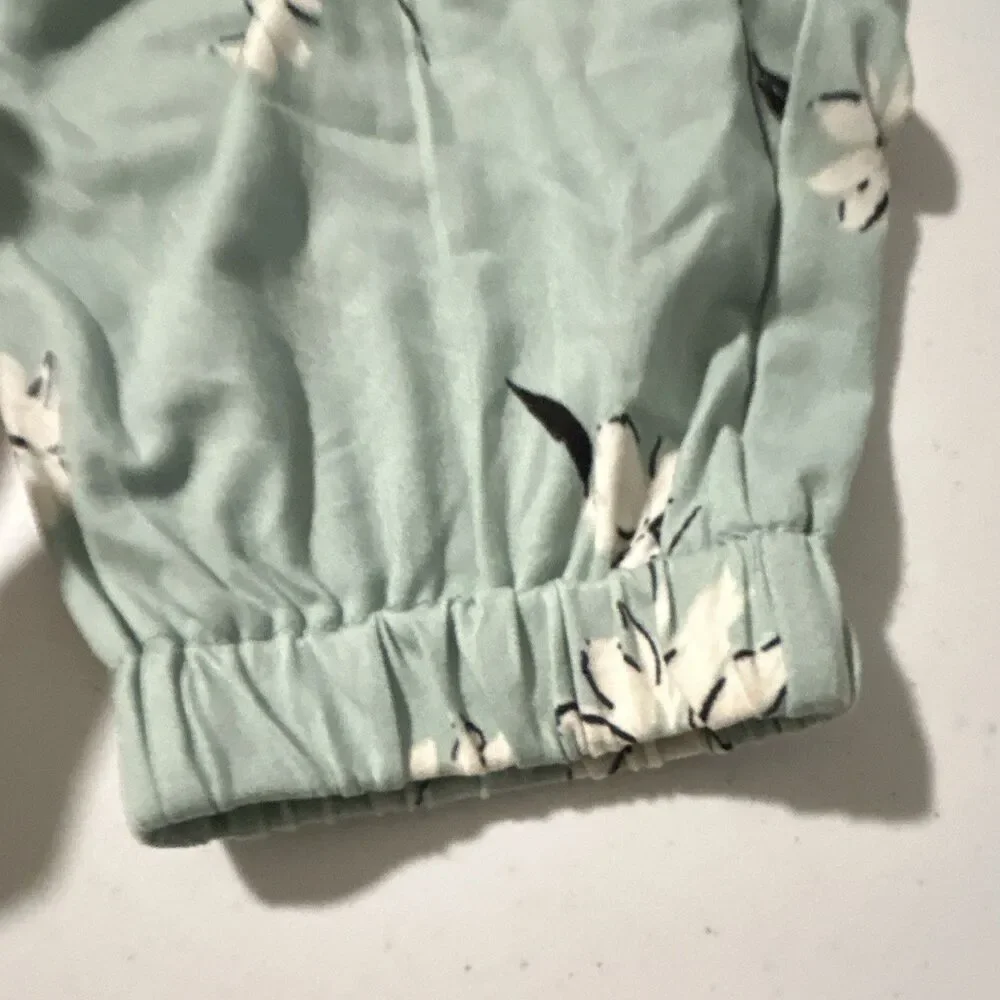 Love, GLAMG Green/White Floral Ruffle V-Neck Strappy Jumpsuit Girls: Size L